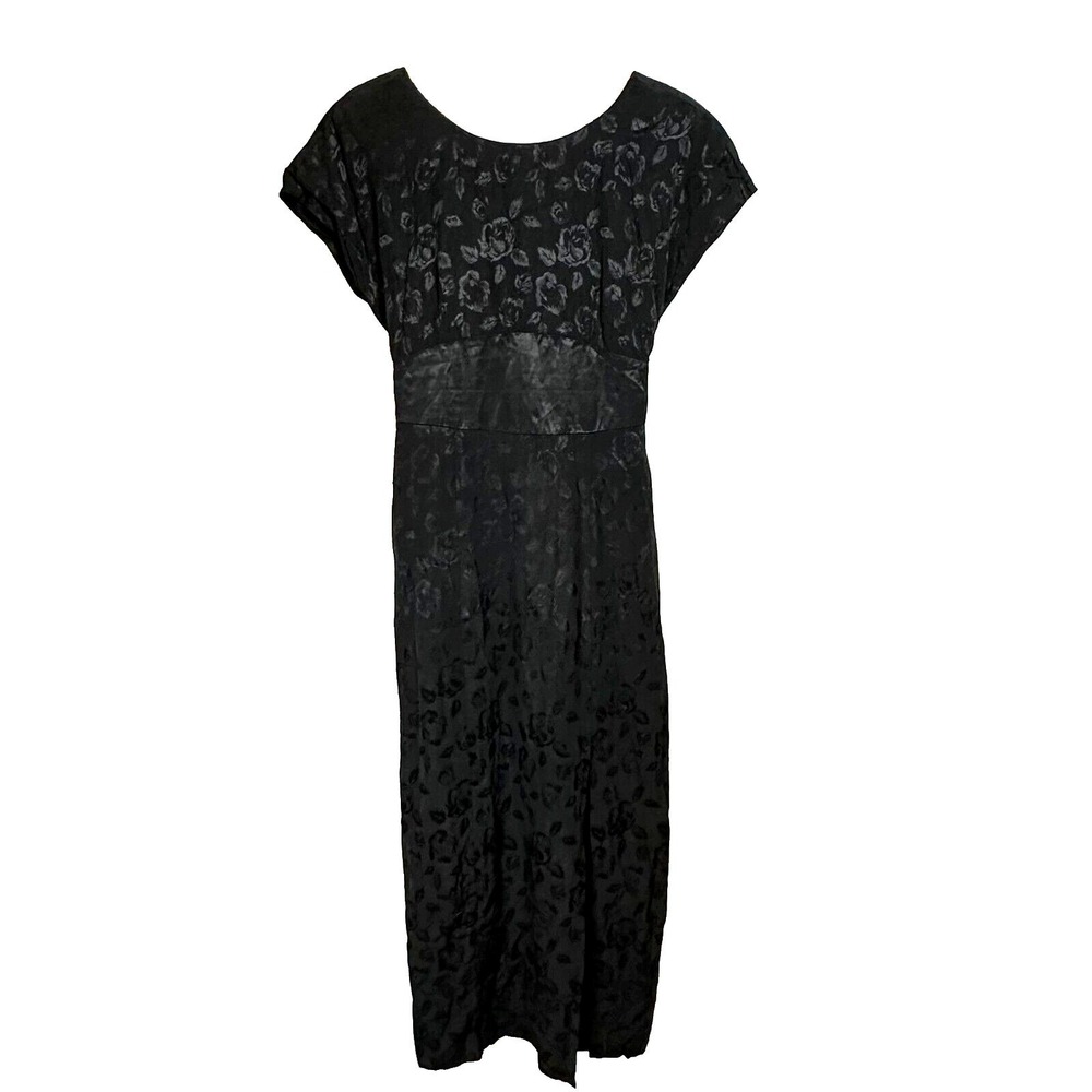 Vintage eighties CDC black dress Floral Embossed Witchy Whimsygoth Dark Fairy 10